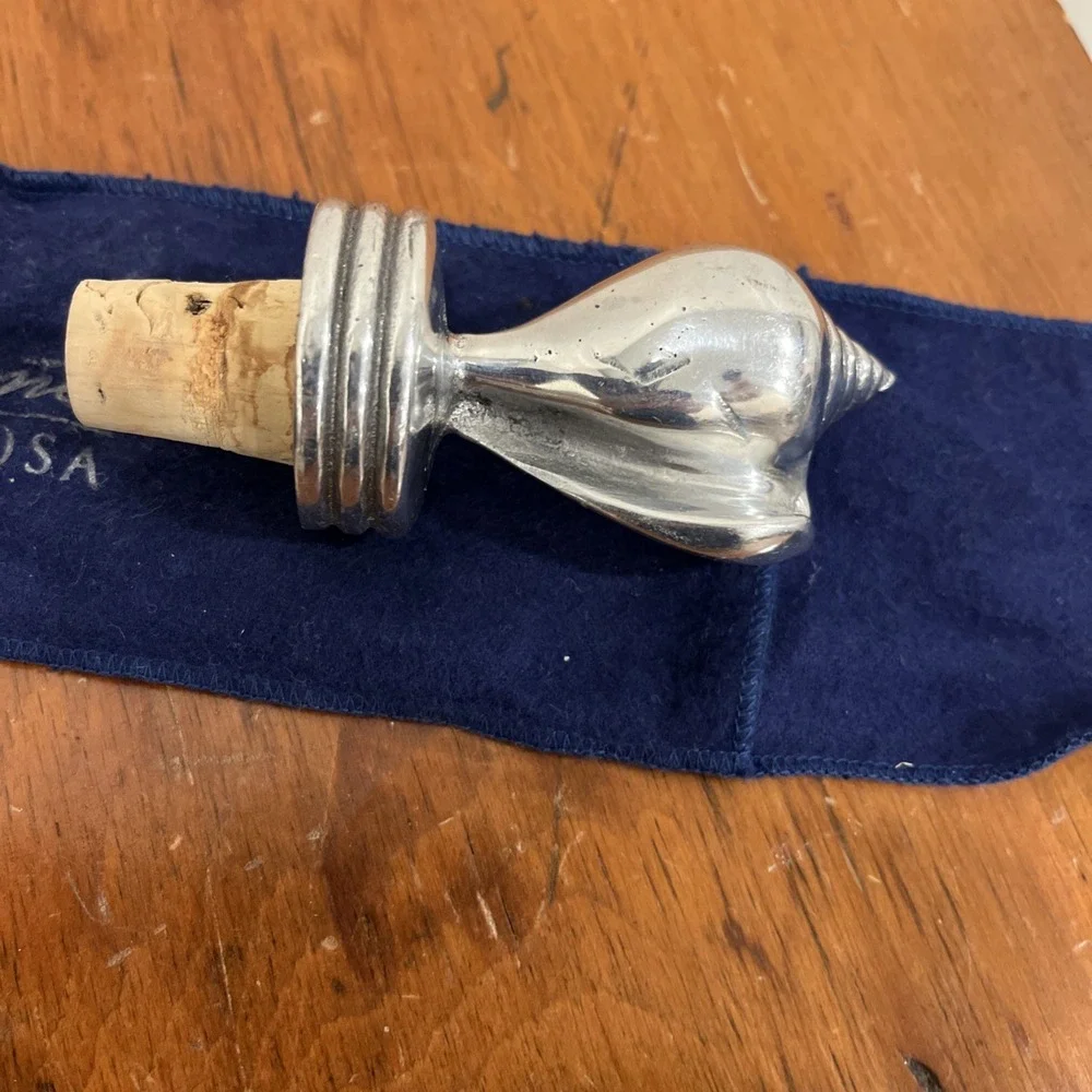 Mariposa Sea Shell Seashell Wine Bottle Stopper Recycled Aluminum Beach‎ Cork